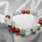 Moonstone - Red Carnelian -Aquamarine Combo Bracelet
