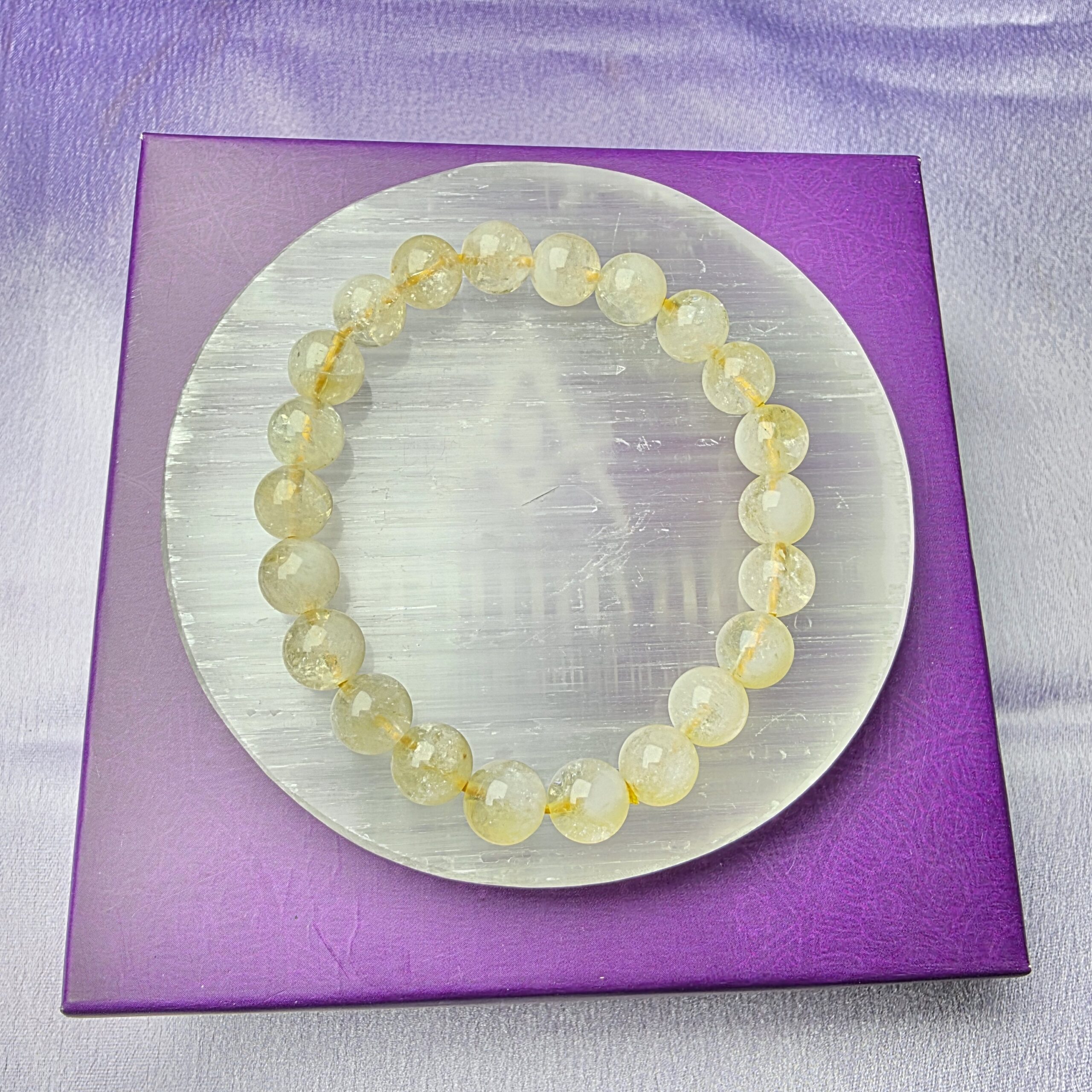 Citrine (natural) + Selenite plate - Abundance & Joy kit